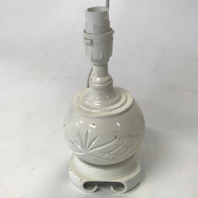 LAMP, Base (Table), Small White Etched